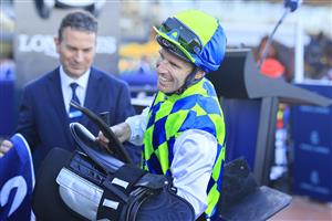 SYDNEY, AUSTRALIA - MAY 22: Tommy Berry on Polly Grey returns to scale after winning race 7 the Lord Mayors Cup during Sydney Racing at Rosehill Gardens on May 22, 2021 in Sydney, Australia. (Photo by Mark Evans/Getty Images)