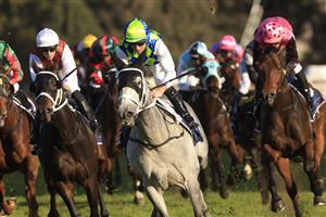 SYDNEY, AUSTRALIA - MAY 22: Tommy Berry on Polly Grey wins race 7 the Lord Mayors Cup during Sydney Racing at Rosehill Gardens on May 22, 2021 in Sydney, Australia. (Photo by Mark Evans/Getty Images)