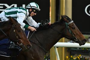 MELBOURNE, AUSTRALIA - MAY 22: Carleen Hefel riding Don't Doubt Dory winning Race 9, the Victorian Jockeys Association Plate, during Melbourne Racing at Flemington Racecourse on May 22, 2021 in Melbourne, Australia. (Getty)