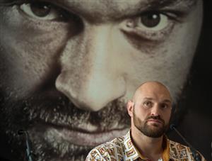 Former British heavyweight world boxing champion Tyson Fury attends a press conference to publicise his return to the ring at the Lowry Hotel in Manchester, north-west England on April 26, 2018. (Getty Images)