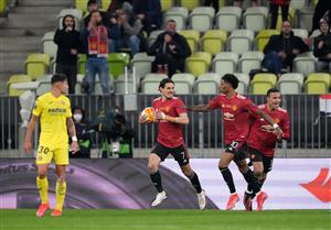 GDANSK, POLAND - MAY 26: Edinson Cavani of Manchester United celebrates after scoring their sides first goal with team mate Marcus Rashford during the UEFA Europa League Final between Villarreal CF and Manchester United at Gdansk Arena on May 26, 2021 in Gdansk, Poland. (Getty Images)