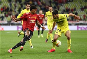 GDANSK, POLAND - MAY 26: Marcus Rashford of Manchester United runs with the ball past Alfonso Pedraza of Villarreal during the UEFA Europa League Final between Villarreal CF and Manchester United at Gdansk Arena on May 26, 2021 in Gdansk, Poland. (Getty Images)