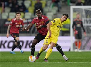 GDANSK, POLAND - MAY 26: Paul Pogba of Manchester United battles for possession with Gerard Moreno of Villarreal CF during the UEFA Europa League Final between Villarreal CF and Manchester United at Gdansk Arena on May 26, 2021 in Gdansk, Poland. (Getty Images)