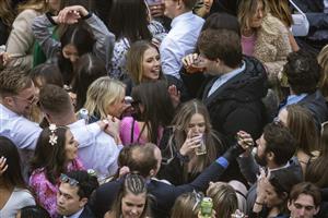 SYDNEY, AUSTRALIA - MAY 29: People are seen singing and dancing during Sydney Racing at Royal Randwick Racecourse on May 29, 2021 in Sydney, Australia. (Photo by Jenny Evans/Getty Images)