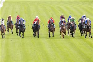 SYDNEY, AUSTRALIA - MAY 29: Jordan Mallyon (black, white cap) on Swagger wins race 2 the Tab Highway Class 3 Handicap during Sydney Racing at Royal Randwick Racecourse on May 29, 2021 in Sydney, Australia. (Photo by Jenny Evans/Getty Images)