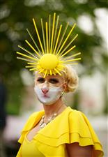 EPSOM, ENGLAND – JUNE 4: Racegoer Rachel Oates during day one of the Cazoo Derby Festival at Epsom Racecourse on June 4, 2021 in Epsom, England. (Photo by John Walton-Pool/Getty Images)
