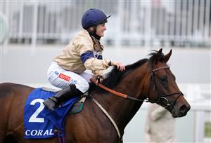 EPSOM, ENGLAND - JUNE 04: Hollie Doyle after riding Mehmento to victory in the Play Coral 'Racing-Super-Series' For Free Surrey Stakes during day one of the Cazoo Derby Festival at Epsom Racecourse on June 4, 2021 in Epsom, England. (Photo by John Walton - Pool/Getty Images)
