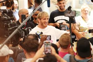MIAMI BEACH, FLORIDA - JUNE 03: Logan Paul takes part in media availability ahead of his June 6th exhibition boxing match against Floyd Mayweather on June 03, 2021 at Villa Casa Casuarina at the former Versace Mansion in Miami Beach, Florida. (Getty Images)