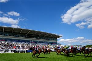 EPSOM, ENGLAND - JUNE 05: Mokaatil ridden by David Egan (left) on their way to winning the World Pool 'Dash' Handicap during day two of the Cazoo Derby Festival at Epsom Racecourse on June 5, 2021 in Epsom, England. (Photo by John Walton-Pool/Getty Images)