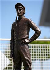 EPSOM, ENGLAND - JUNE 05: A view of the Lester Piggott statue at Epsom Racecourse on June 5, 2021 in Epsom, England. (Photo by John Walton-Pool/Getty Images)