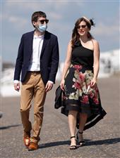 EPSOM, ENGLAND - JUNE 05: Racegoers arrive for day two of the Cazoo Derby Festival at Epsom Racecourse on June 5, 2021 in Epsom, England. (Photo by John Walton-Pool/Getty Images)