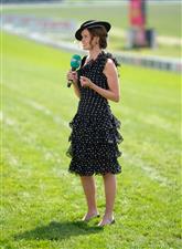 EPSOM, ENGLAND - JUNE 05: ITV racing presenter Francesca Cumani during day two of the Cazoo Derby Festival at Epsom Racecourse on June 5, 2021 in Epsom, England. (Photo by John Walton-Pool/Getty Images)