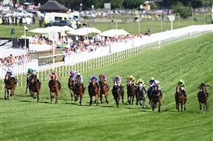 Mokaatil ridden by David Egan (3R) on their way to winning on the World Pool