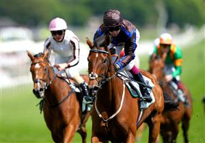 EPSOM, ENGLAND - JUNE 05: Parent's Prayer ridden by Oisin Murphy (right) on their way to winning the Princess Elizabeth Stakes (Sponsored By Cazoo) during day two of the Cazoo Derby Festival at Epsom Racecourse on June 5, 2021 in Epsom, England. (Photo by John Walton-Pool/Getty Images)