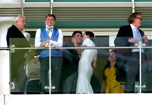EPSOM, ENGLAND - JUNE 05: Simon Cowell and Lauren Silverman during day two of the Cazoo Derby Festival at Epsom Racecourse on June 5, 2021 in Epsom, England. (Photo by John Walton-Pool/Getty Images)