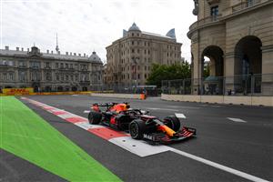 Red Bull's Dutch driver Max Verstappen steers his car during the Formula One Azerbaijan Grand Prix at the Baku City Circuit in Baku on June 6, 2021. (Getty Images)