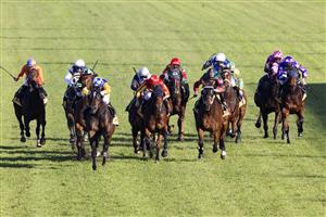 SYDNEY, AUSTRALIA - JUNE 05: Tim Clark (L) on Knight's Order wins race 7 the Winter Cup during Sydney Racing at Rosehill Gardens on June 05, 2021 in Sydney, Australia. (Getty)