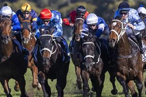SYDNEY, AUSTRALIA - JUNE 05: Tommy Berry (black cap) on Great House wins race 6 the The Agency Real Estate Handicap during Sydney Racing at Rosehill Gardens on June 05, 2021 in Sydney, Australia. (Photo by Jenny Evans/Getty Images)