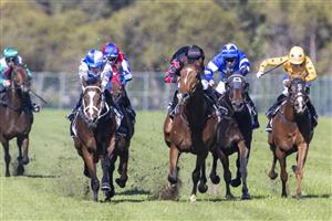 SYDNEY, AUSTRALIA - JUNE 05: Tommy Berry on Cape Breton wins race 1 the Bowermans Commercial Furniture Handicap during Sydney Racing at Rosehill Gardens on June 05, 2021 in Sydney, Australia. (Photo by Jenny Evans/Getty Images)