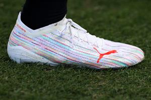 TOWNSVILLE, AUSTRALIA - JUNE 08: The boots of Josh Addo-Carr are seen during a New South Wales Blues State of Origin training session at Queensland Country Bank Stadium on June 08, 2021 in Townsville, Australia. (Photo by Mark Kolbe/Getty Images)