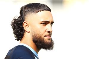 TOWNSVILLE, AUSTRALIA - JUNE 08: Keaon Koloamatangi watches on during a New South Wales Blues State of Origin training session at Queensland Country Bank Stadium on June 08, 2021 in Townsville, Australia. (Photo by Mark Kolbe/Getty Images)