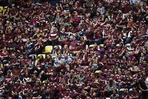 TOWNSVILLE, AUSTRALIA - JUNE 09: Spectators are seen before game one of the 2021 State of Origin series between the New South Wales Blues and the Queensland Maroons at Queensland Country Bank Stadium on June 09, 2021 in Townsville, Australia. (Photo by Ian Hitchcock/Getty Images)