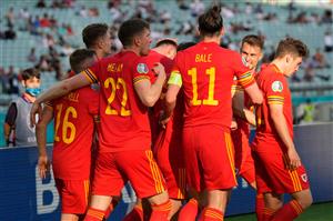 Wales' players celebrate their equaliser during the UEFA EURO 2020 Group A football match between Wales and Switzerland at the Olympic Stadium in Baku on June 12, 2021. (Getty Images)