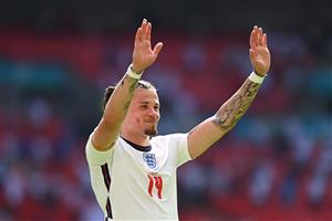 England's midfielder Kalvin Phillips reacts after the final whistle of the UEFA EURO 2020 Group D football match between England and Croatia at Wembley Stadium in London on June 13, 2021. (Getty Images)
