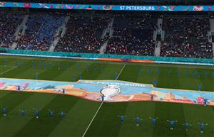 SAINT PETERSBURG, RUSSIA - JUNE 12: A general view inside the stadium as a pre match ceremony takes place prior to the UEFA Euro 2020 Championship Group B match between Belgium and Russia on June 12, 2021 in Saint Petersburg, Russia. (Getty Images)