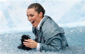 MELBOURNE, AUSTRALIA - JUNE 14: Abbey Holmes, current TV personality and former Adelaide Crows AFLW player, is seen during Big Freeze 7 at the Melbourne Cricket Ground on June 14, 2021 in Melbourne, Australia. (Photo by Michael Willson/AFL Photos via Getty Images)