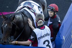 SYDNEY, AUSTRALIA - JUNE 12: Jean Van Overmeire on Seentoomany returns to scale after winning race 5 the Drinkwise Mile during Sydney Racing at Royal Randwick Racecourse on June 12, 2021 in Sydney, Australia. (Photo by Jenny Evans/Getty Images)