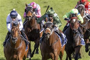 SYDNEY, AUSTRALIA - JUNE 12: Jason Collett (L) on Malkovich wins race 3 the City Tattersalls Club Handicap during Sydney Racing at Royal Randwick Racecourse on June 12, 2021 in Sydney, Australia. (Photo by Jenny Evans/Getty Images)