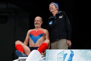 MELBOURNE, AUSTRALIA - JUNE 14: Russell Howcroft, businessman and media personality, and Neale Daniher are seen during Big Freeze 7 at the Melbourne Cricket Ground on June 14, 2021 in Melbourne, Australia. (Photo by Michael Willson/AFL Photos via Getty Images)