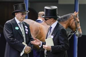 ASCOT, ENGLAND - JUNE 15: Michael Tabor (L) with Aidan O'Brien on day one of the Royal Ascot meeting at Ascot Racecourse on June 15, 2021 in Ascot, England. A total of twelve thousand racegoers made up of owners and the public are permitted to attend the meeting due to it being an Events Research Programme (ERP) set up by the Government due to the Coronavirus pandemic. (Photo by Alan Crowhurst/Getty Images)