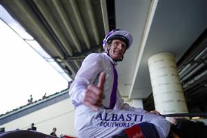 ASCOT, ENGLAND - JUNE 15: Kevin Manning celebrates after riding Poetic Flare to win The St James's Palace Stakes on day one of the Royal Ascot meeting at Ascot Racecourse on June 15, 2021 in Ascot, England. A total of twelve thousand racegoers made up of owners and the public are permitted to attend the meeting due to it being an Events Research Programme (ERP) set up by the Government due to the Coronavirus pandemic. (Photo by Alan Crowhurst/Getty Images)