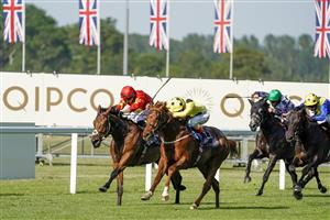 ASCOT, ENGLAND - JUNE 15: Andrea Atzeni riding Juan Elcano (yellow) win The Wolferton Stakes on day one of the Royal Ascot meeting at Ascot Racecourse on June 15, 2021 in Ascot, England. A total of twelve thousand racegoers made up of owners and the public are permitted to attend the meeting due to it being an Events Research Programme (ERP) set up by the Government due to the Coronavirus pandemic. (Photo by Alan Crowhurst/Getty Images)