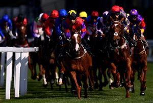ASCOT, ENGLAND - JUNE 15: Runenrs and Riders make their way around the course during the Ascot Stakes on Day One of the Royol Ascot Meeting at Ascot Racecourse on June 15, 2021 in Ascot, England. A total of twelve thousand racegoers made up of Owners and the Public are permitted to attend the meeting due to it being an Events Research Programme (ERP) set up by the government due to the Coronavirus Pandemic. (Photo by Harry Trump/Getty Images)