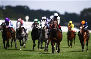 ASCOT, ENGLAND - JUNE 15: Frankie Dettori celebrates on board Palace Pier after winning the Queen Anne Stakes on Day One of the Royol Ascot Meeting at Ascot Racecourse on June 15, 2021 in Ascot, England. A total of twelve thousand racegoers made up of Owners and the Public are permitted to attend the meeting due to it being an Events Research Programme (ERP) set up by the government due to the Coronavirus Pandemic. (Photo by Harry Trump/Getty Images)