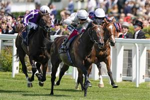 ASCOT, ENGLAND - JUNE 15: Frankie Dettori riding Palace Pier win The Queen Anne Stakes on day one of the Royal Ascot meeting at Ascot Racecourse on June 15, 2021 in Ascot, England. A total of twelve thousand racegoers made up of owners and the public are permitted to attend the meeting due to it being an Events Research Programme (ERP) set up by the Government due to the Coronavirus pandemic. (Photo by Alan Crowhurst/Getty Images)