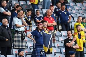 Scotland fans look on during the UEFA EURO 2020 Group D football match between Scotland and Czech Republic at Hampden Park in Glasgow on June 14, 2021. (Getty Images)