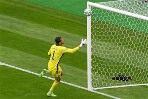 TOPSHOT - Scotland's goalkeeper David Marshall misses a save as Czech Republic's forward Patrik Schick scores his team's second goal during the UEFA EURO 2020 Group D football match between Scotland and Czech Republic at Hampden Park in Glasgow on June 14, 2021. (Getty Images)