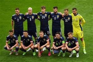 GLASGOW, SCOTLAND - JUNE 14: Players of Scotland pose for a team photograph prior to the UEFA Euro 2020 Championship Group D match between Scotland v Czech Republic at Hampden Park on June 14, 2021 in Glasgow, Scotland. (Getty Images)