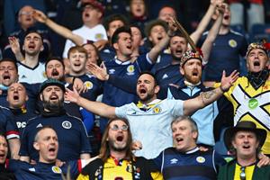 Scotland supporters cheers before the UEFA EURO 2020 Group D football match between Scotland and Czech Republic at Hampden Park in Glasgow on June 14, 2021. (Getty Images)