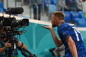 Slovakia's defender Milan Skriniar celebrates after scoring his team's second goal during the UEFA EURO 2020 Group E football match between Poland and Slovakia at the Saint Petersburg Stadium in Saint Petersburg on June 14, 2021. (Getty Images)