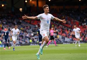 GLASGOW, SCOTLAND - JUNE 14: Patrik Schick of Czech Republic celebrates after scoring their side's first goal during the UEFA Euro 2020 Championship Group D match between Scotland v Czech Republic at Hampden Park on June 14, 2021 in Glasgow, Scotland. (Getty Images)