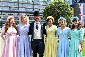 ASCOT, ENGLAND - JUNE 15: Alistair Guy and The Tootsie Rollers pose during Royal Ascot 2021 at Ascot Racecourse on June 15, 2021 in Ascot, England. (Photo by Kirstin Sinclair/Getty Images for Royal Ascot)