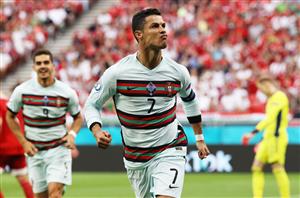 BUDAPEST, HUNGARY - JUNE 15: Cristiano Ronaldo of Portugal celebrates after scoring their side's second goal during the UEFA Euro 2020 Championship Group F match between Hungary and Portugal at Puskas Arena on June 15, 2021 in Budapest, Hungary. (Getty Images)