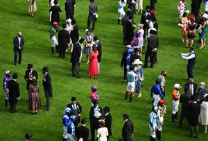 ASCOT, ENGLAND - JUNE 16: Jockeys, Trainers and Connections look on from the parade ring ahead of Royal Hunt Cup on Day Two of the Royal Ascot Meeting at Ascot Racecourse on June 16, 2021 in Ascot, England. A total of twelve thousand racegoers made up of Owners and the Public are permitted to attend the meeting due to it being an Events Research Programme (ERP) set up by the government due to the Coronavirus Pandemic. (Photo by Harry Trump/Getty Images)