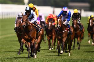 ASCOT, ENGLAND - JUNE 16: Gary Carroll on board Quick Suzy on their way to winning the Queen Mary Stakes on Day Two of the Royal Ascot Meeting at Ascot Racecourse on June 16, 2021 in Ascot, England. A total of twelve thousand racegoers made up of Owners and the Public are permitted to attend the meeting due to it being an Events Research Programme (ERP) set up by the government due to the Coronavirus Pandemic. (Photo by Harry Trump/Getty Images)
