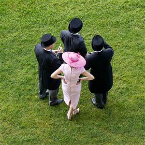 ASCOT, ENGLAND - JUNE 16: A general view of racegoers on the Royal Enclosure Lawn on Day Two of the Royal Ascot Meeting at Ascot Racecourse on June 16, 2021 in Ascot, England. A total of twelve thousand racegoers made up of owners and the public are permitted to attend the meeting due to it being an Events Research Programme (ERP) set up by the Government due to the Coronavirus pandemic. (Photo by Alan Crowhurst/Getty Images)